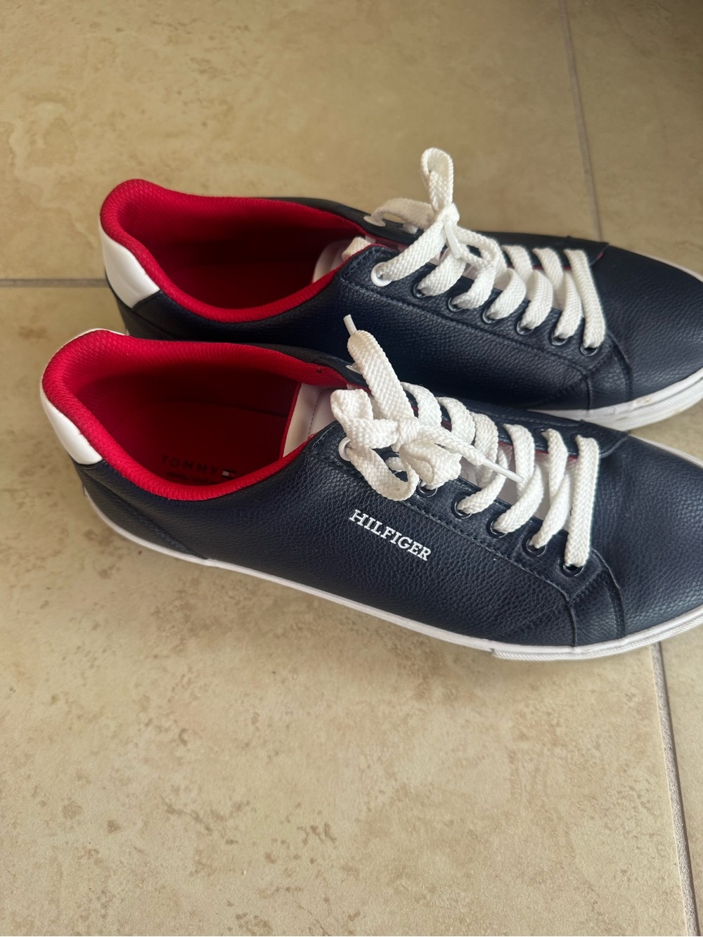 Tommy Hilfiger Navy Sneakers with Red Interior and White Laces